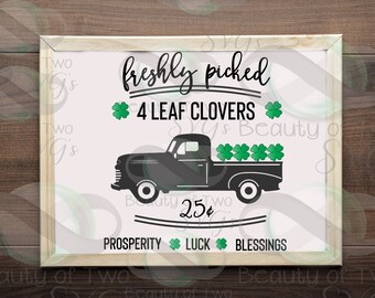 St Patrick's Day Clover Truck SVG, PNG (Instant Download)