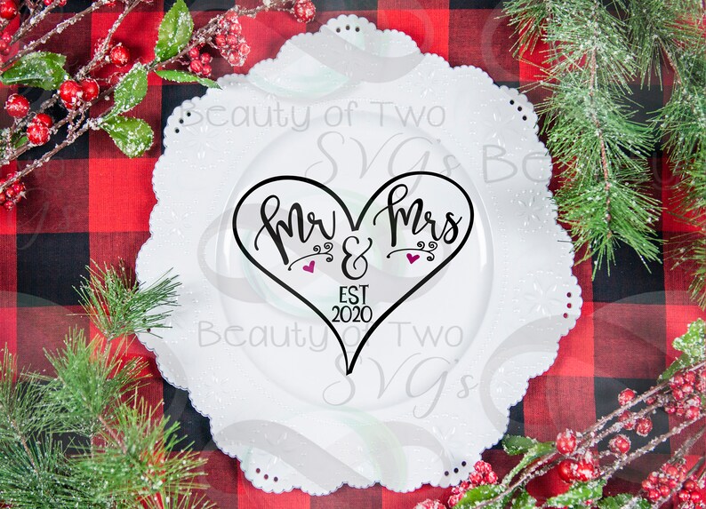 Download Mr & Mrs Est 2020 Christmas Ornament svg and png Wedding ...