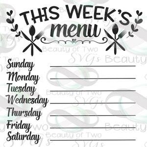 This Weeks Menu SVG Kitchen SVG File Meal Planning SVG for | Etsy