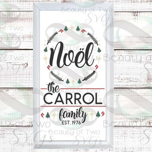 svg Christmas Noel Wreath Family Last Name Customize svg, Family Name Wreath svg design, Christmas svg, Family Sign svg, Established svg