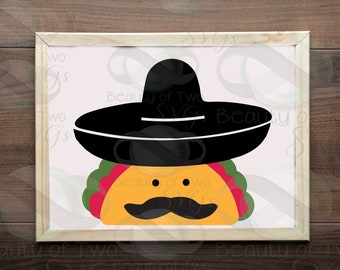 Lustige Taco Cinco de Mayo SVG für Schneiden oder Drucken, Sombrero SVG und Digitaldruck, Instant Download, 4 Dateitypen