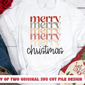 Merry Merry Christmas Retro cut file Christmas Vintage svg cut file tshirt design Merry Christmas Retro Vintage 3 file types cut file svg