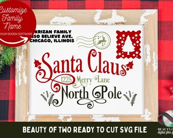 Personalized Santa Letter SVG, Family Name Christmas Sign (Cut File)