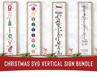Christmas Vertical Sign SVG Bundle, Farmhouse Style (Digital Download)