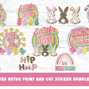 Printable Easter Sticker Bundle 11 Print and Cut Easter Sticker Designs pngs, Print and Cut Stickers Instant Download, Sticker Download