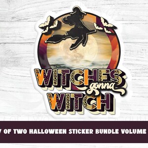 Halloween Witch Sticker Designs Bundle (Print & Cut PNG, Instant Download) image 9
