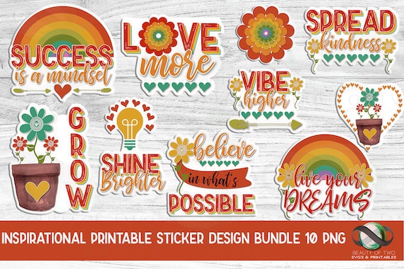 Printable Inspirational Sticker Bundle 10 Print and Cut | Etsy