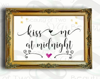 SVG de Ano Novo, Placa "Beije-me à Meia-Noite" (4 tipos de arquivo)