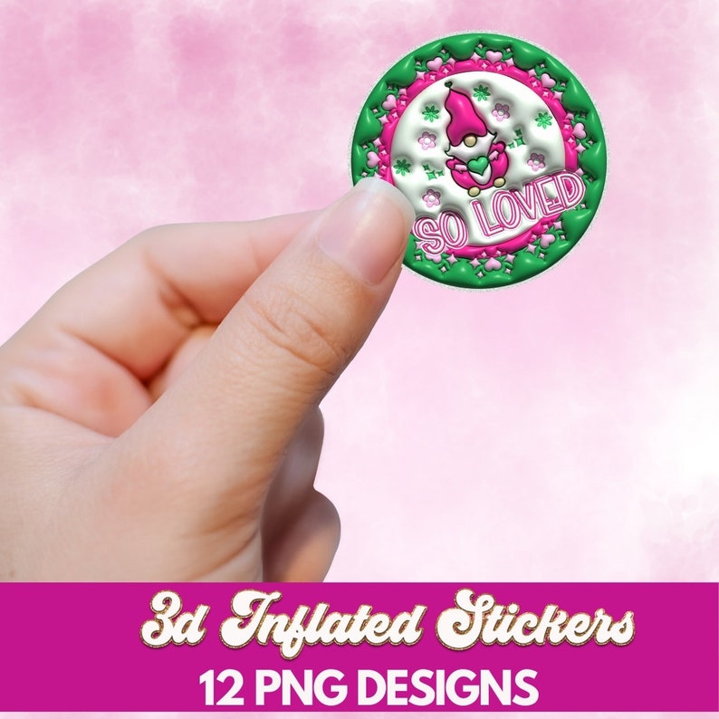 Printable Stickers, Valentine Gnome Sticker Bundle, 3D 12 Print and Cut ...