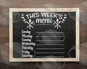 Weekly Menu SVG, Kitchen Organizer, Farmhouse Printable (Instant Download)