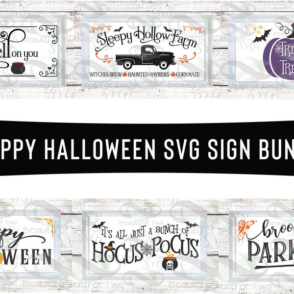 Happy Halloween svg cut files digital sign bundle, Halloween svg files, 6 designs GREAT deal! For cutting machines or print Instant Download