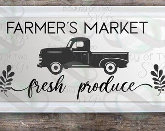 Letrero SVG para camión de productos frescos del mercado agrícola de Farmhouse (descarga digital)