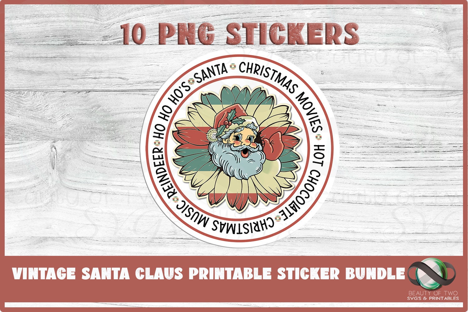 Vintage christmas sticker bundle - 10 pngs
