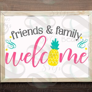 Fichier svg Welcome Summer ananas svg, svg bienvenue amis et famille, paillasson svg, usage personnel et petite entreprise, téléchargement immédiat