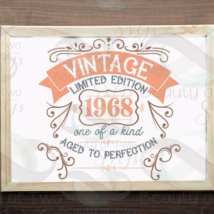 Vintage añejado a la perfección Año de nacimiento svg y png, Archivos svg de feliz cumpleaños personalizables, Descarga instantánea, Uso personal y para pequeñas empresas