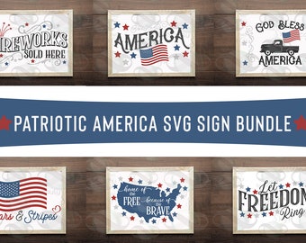Patriotic America SVG Sign Bundle, 4th of July (Digital Download)