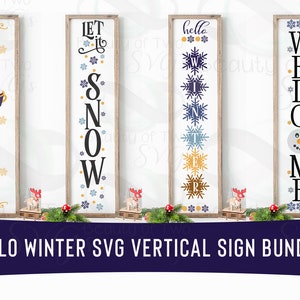 Paquete de archivos SVG de letreros verticales de invierno, decoración estilo granja (descarga digital)