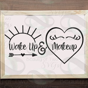 svg Despierta y maquillaje svg y png, bolsa de maquillaje svg, archivo svg de maquillaje para máquinas de corte o impresión, descarga instantánea, 4 tipos de archivos en descarga