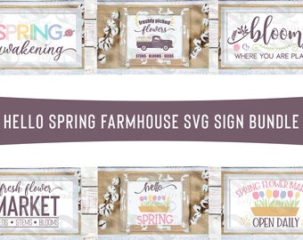 Spring Farmhouse SVG, Spring cut files digital sign bundle, Spring rustic svg 6 Welcome Sign designs, For cutting or print Instant Download