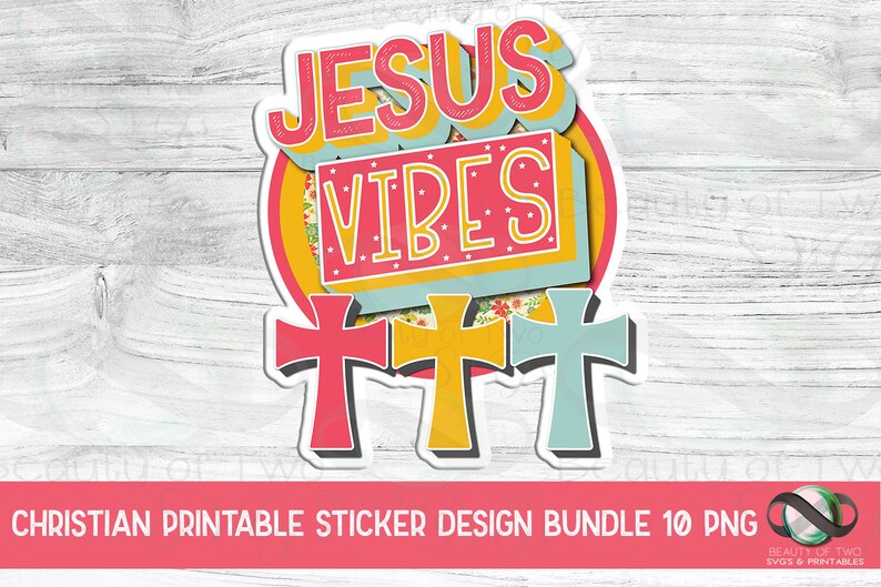 Printable Christian Sticker Bundle 10 Print and Cut Christian - Etsy