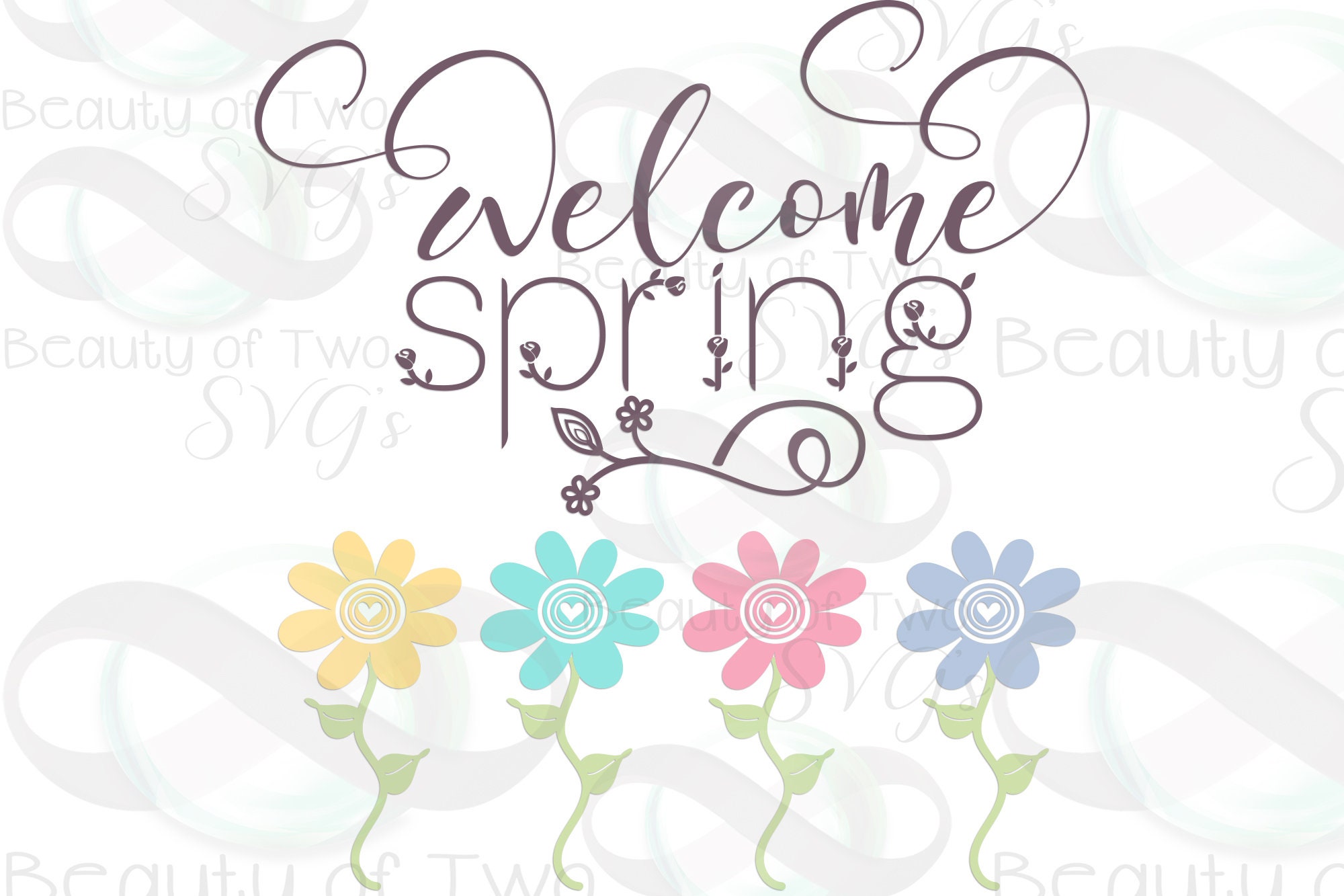 Svg Welcome Spring Flowers svg Spring Flowers svg Farmhouse | Etsy España
