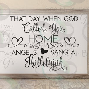 Memorial svg e png, Remembrance svg, Loss svg, Quando Deus te chamou para casa svg, Arquivos digitais para máquinas de corte ou impressão, Download instantâneo,