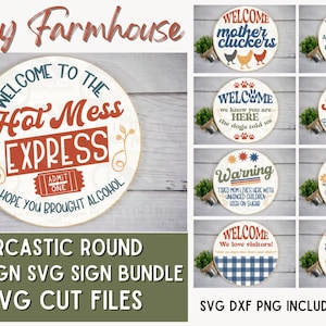 Door Sign svg Bundle, Funny Round Door Sign svg, Funny Signs for Neighbors svg bundle, Farmhouse svg bundle for Cricut Sarcastic Welcome svg