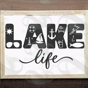 Lake Life svg cut file and png, Lake life svg, Summer Lake svg, fishing svg, beach svg, sunglasses svg for cutting & print Instant Download