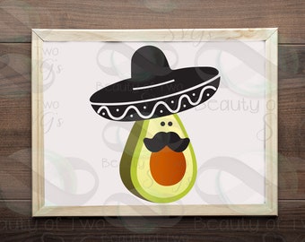 Lustige Avocado Cinco de Mayo SVG, Sombrero Digital Druck (Instant Download)
