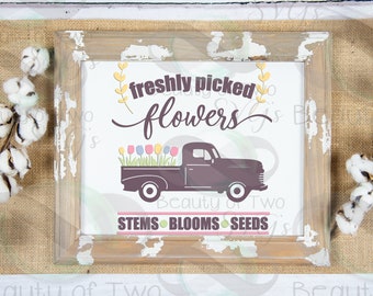 Vintage Truck svg, Spring Farmhouse svg, Spring fresh picked flowers svg, Spring Farmhouse rustic sign design, Commercial Use 4 file types