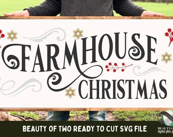 Farmhouse Christmas Sign SVG, Rustic Design Cut File (Instant Download)