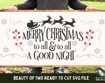 Farmhouse Christmas Sign SVG, Santa Sleigh Design (Cut File)