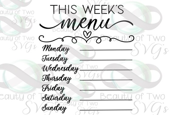 Download Menu of the Week Kitchen Decor Mom Menu svg Wife Diet svg Cooking Mom Menu SVG Mama\u2019s ...