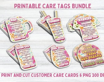 Printable Care Tag Bundle, Small Business Instructions (Digital Download)