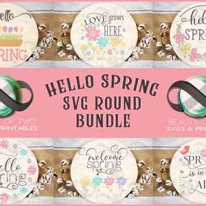 Bundle svg printemps, signe de porte de ferme svg coupés, fichiers svg ronds de printemps, Bundle de ferme rustique fichiers svg 6 modèles, téléchargement immédiat