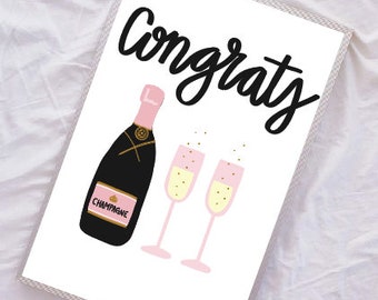 Congrats Champagne Print