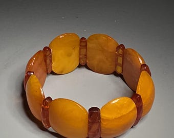 Amber bracelet Butterscotch Cognac Art Deco 25 mm 21.5g Vintage Schmuckrausch Vintage 0689
