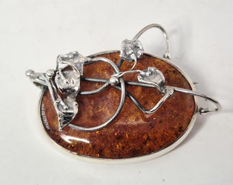 Amber Brooch Art Nouveau Art Deco Transitional Silver – Vintage Jewelry Rush