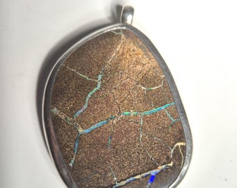 Pendant Boulder Opal 925 Silver Queensland Unique Single PieceO7