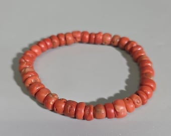 Antique Mediterranean Coral Bracelet – Natural Red Coral Beads – Vintage Italian Jewelry