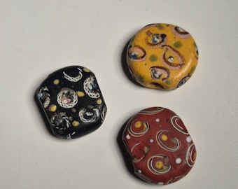 3 rare antique Tabularbeads Tradebeads glass beads trade bead from Murano Venice