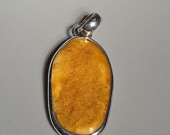 Amber pendant, 925 silver, butterscotch caramel, vintage circa 2000, Schmuckrausch Vintage