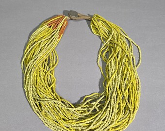 Antique Himalayan Multi Strand Necklace 239g, European Seed Beads, Vintage Nepal Jewelry, 1946 Coin Clasp I SR1457