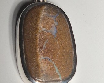 Pendant brown Boulder Opal 925 Silver Queensland Unique Single PieceO6