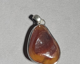 Vintage Baltic Amber Pendant Butterscotch Cognac Amber 925 Silver Unheated Natural Amber – Schmuckrausch Vintage 0317