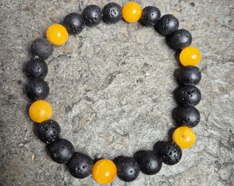 Amber Lava Bracelet, Elastic, 18 cm, Butterscotch, Vintage Jewelry Rush Vintage 0309