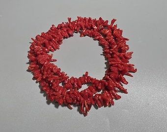 Vintage Italian Red Branch Coral Necklace · Long Coral Necklace · 1950s I SR2008