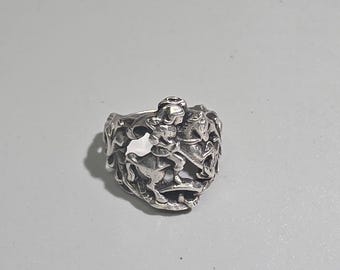 Vintage Saint George Silver Ring | Dragon Slayer costume ring | Bavarian Home Jewelry | Unisex Statement Ring I SR1967