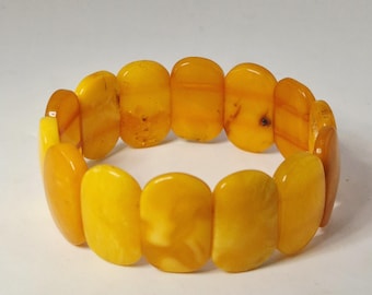 Baltic Amber Bracelet Butterscotch Dark Patina Elastic | Schmuckrausch Vintage 0090
