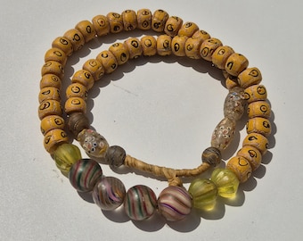 Antique necklace with marble beads from Lauscha & Murano Fancybeads – reimport from Africa, rare trade beads, 68cm